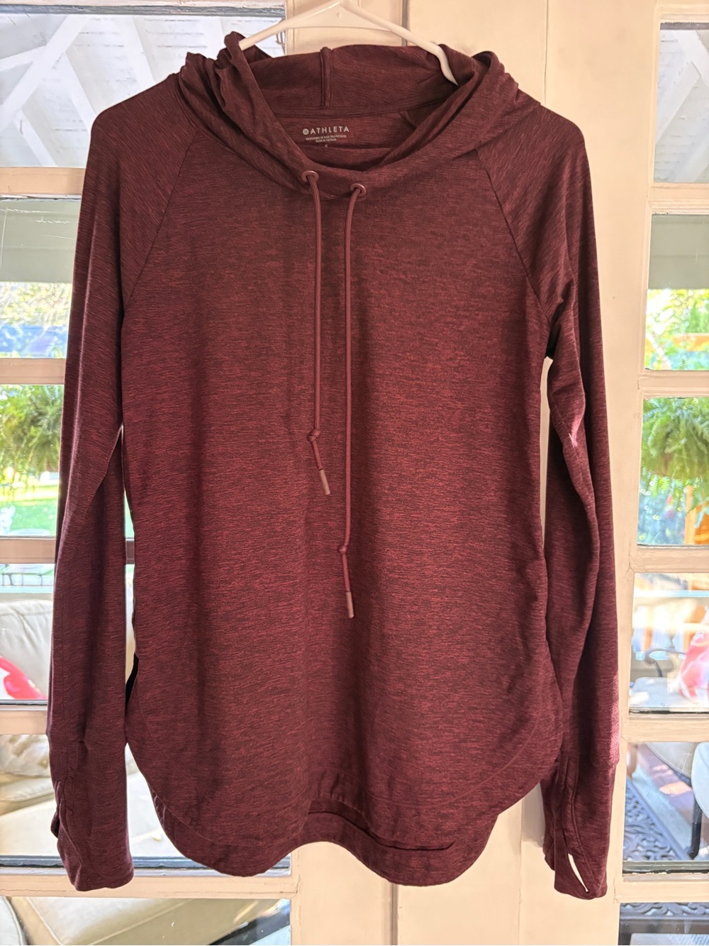 Athleta Women's Maroon Lightweight Hooded Pullover